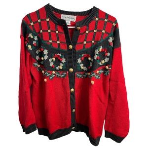 Vintage 90's Ugly Christmas Cardigan Sweater Norton McNaughton